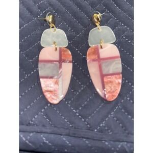 Statement Drop Earrings Pink White Geometric Fashion Jewelry‎ From Italy